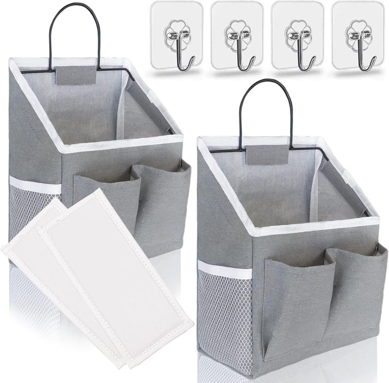 Kanrichu 2pcs Small Wall Hanging Baskets for Organizing, Wall Hanging Storage Bag as Over the Door Organizer, Wall File Organizer, Rv Storage and Organization. For Bedroom, Office, Camper (Gray) - Image 1